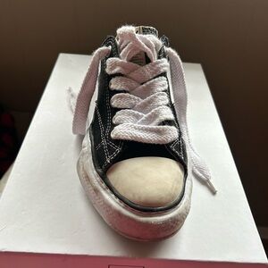 Black Low-Top Canvas Sneaker with White Laces